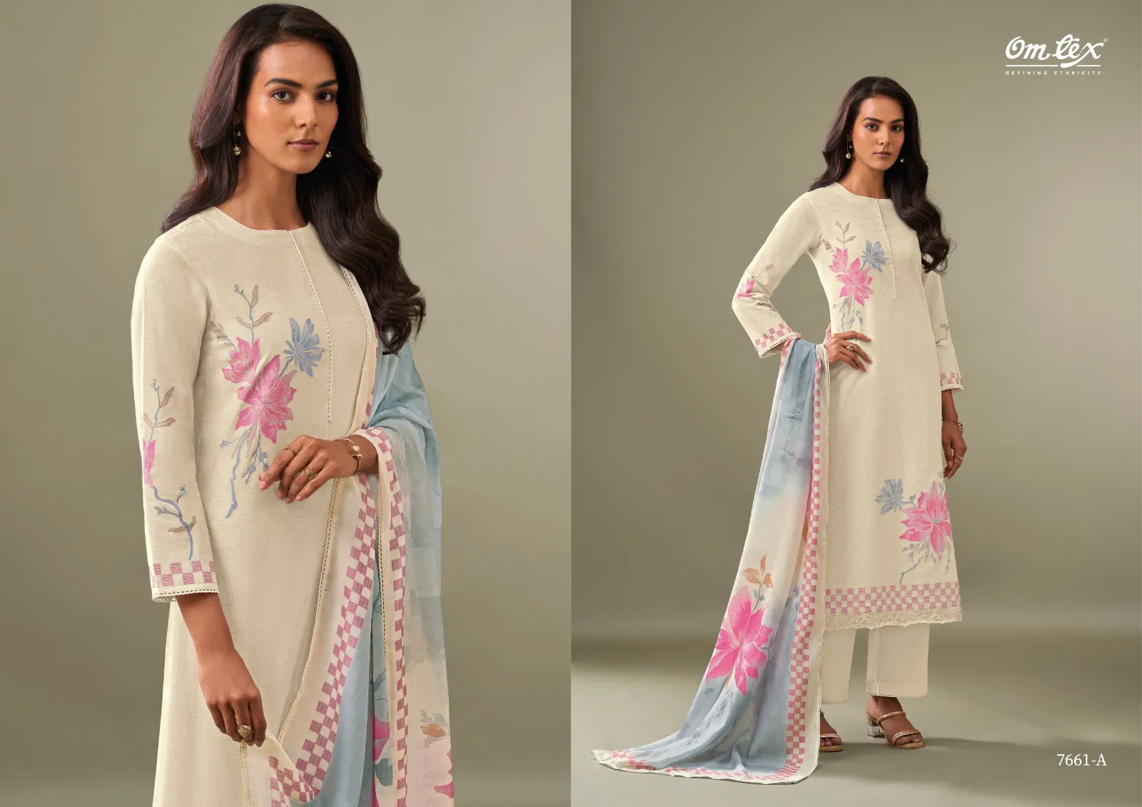 Viviana By Omtex Cotton Silk Embroidery Dress Material Exporters In India